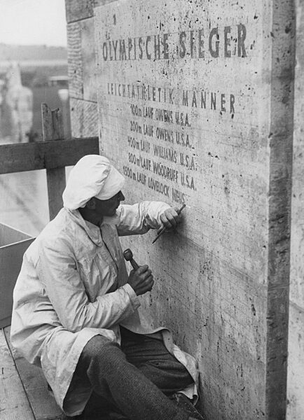 A commemorative plaque for the winners at the Olympic Games in Berlin, 1936