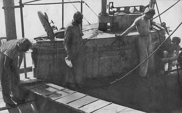 German sailors on the deck of a submarine, 1917
