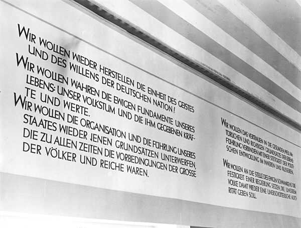 Wall panel in the exhibition, 'Give me four years' time', 1937