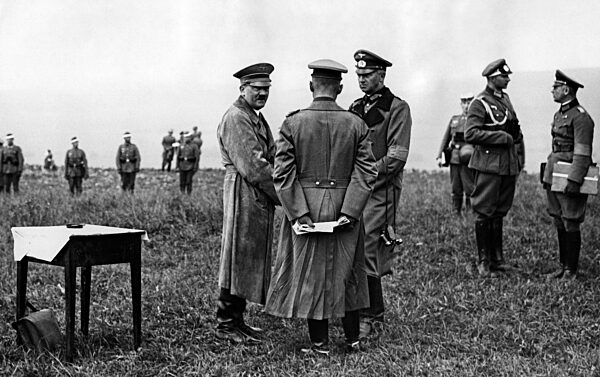 Adolf Hitler with Gerd von Rundstedt at a maneuver, 1935