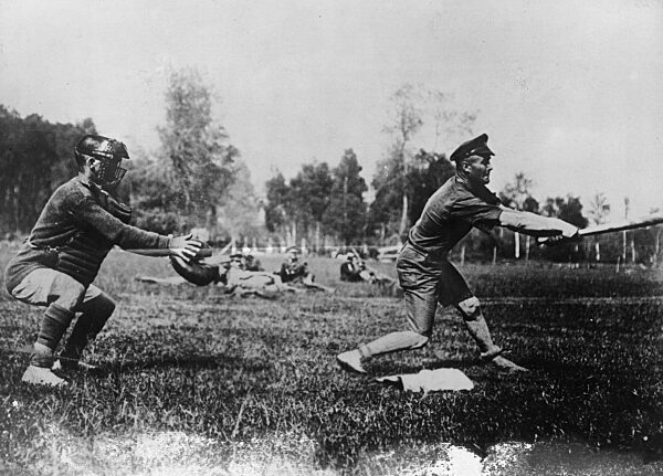 British soldiers playing on the Western Front, 1918