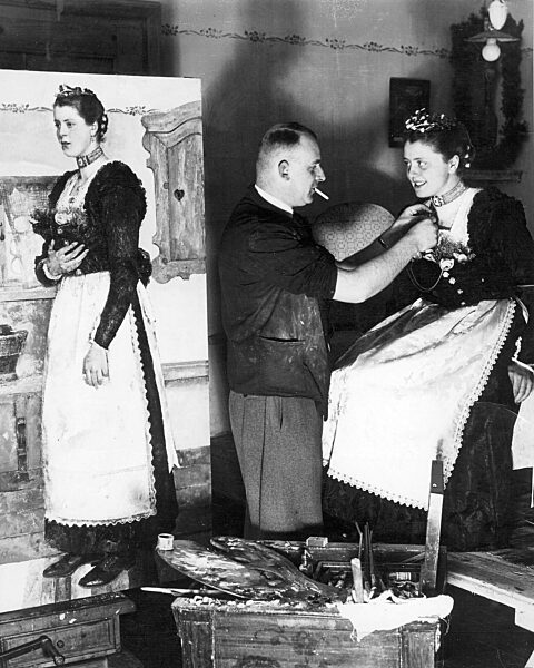 Josef Hilz in seinem Atelier, 1935