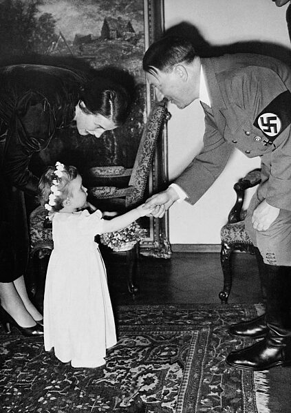 Girl congratulates Adolf Hitler for his birthday, 1937