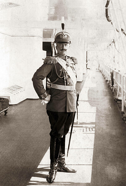 Kaiser William II in the uniform of his Russian regiment, 1909