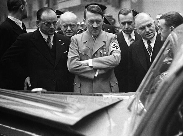 Adolf Hitler at the Auto Union stand, 1937