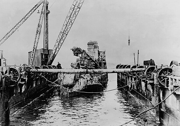 Lifted ship in the dock