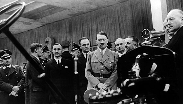 Adolf Hitler at the Mercedes stand of the automobile exhibition, 1936