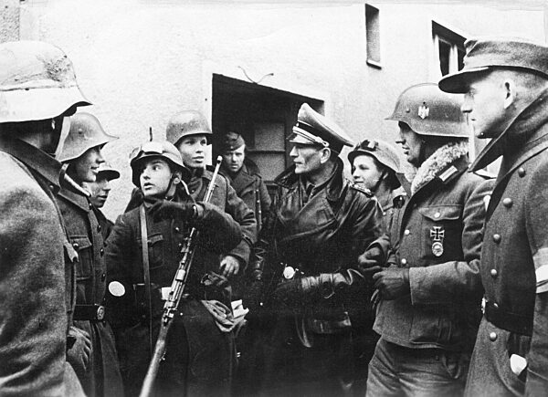 Hitler boys during fights on the Eastern Front, 1945