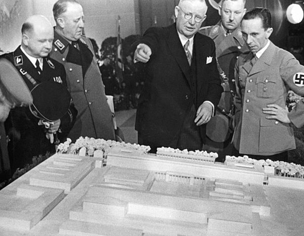 Joseph Goebbels at a model of the German film academy, 1938