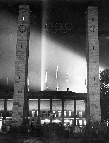 Gateway to the Olympic Stadium during the closing ceremony, 1936