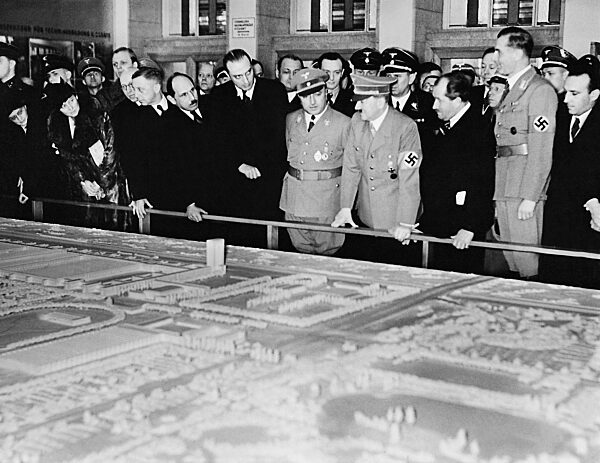 Adolf Hitler, Robert Ley, Ferdinand Porsche at the IAA in Berlin, 1938