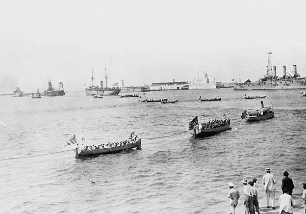 Amerikanische Kriegsschiffe im Hafen von Veracruz, 1914