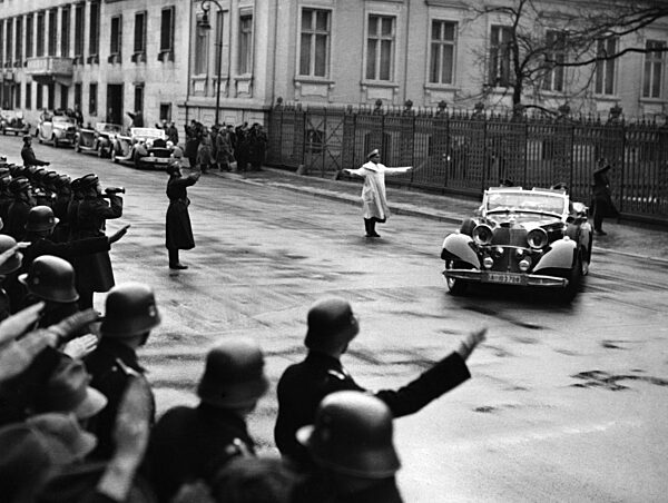 Adolf Hitler on the way to the IAME, 1937