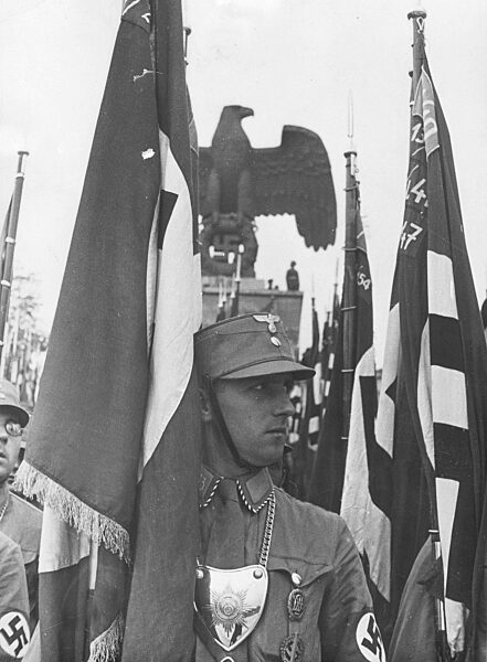 SA flag bearer at the Nuremberg Rally, 1937