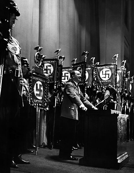 Adolf Hitler at the automobile exhibition in Berlin, 1937