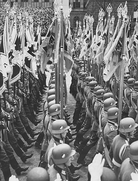 Parade of the flag battalion on Adolf Hitler's birthday, 1939