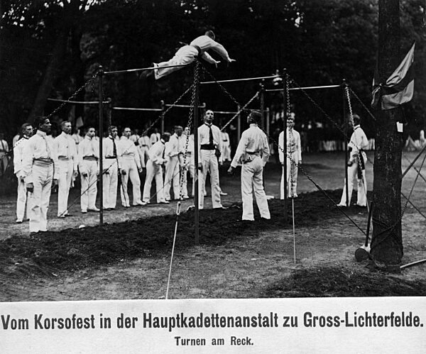 Horizontal bar exercises in the Hauptkadettenanstalt in Berlin, 1911