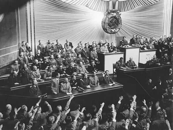Reichstag session on the declaration of war against Poland in the Kroll Opera House in Berlin, 1939