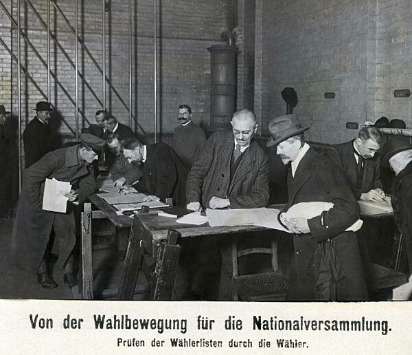 Voters checking the electoral lists, 1919