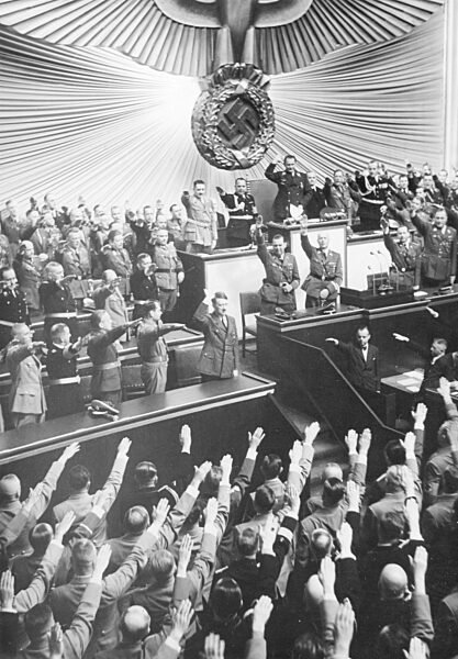 Reichstag session on the declaration of war against Poland in the Kroll Opera House in Berlin, 1939