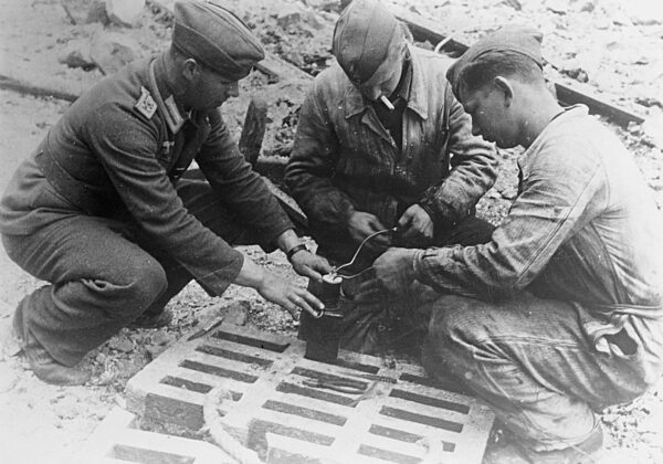 German demolition party in the port of Cherbourg, 1944