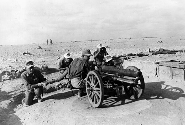 Fighting at the Egyptian border area at El Alamein, 1942