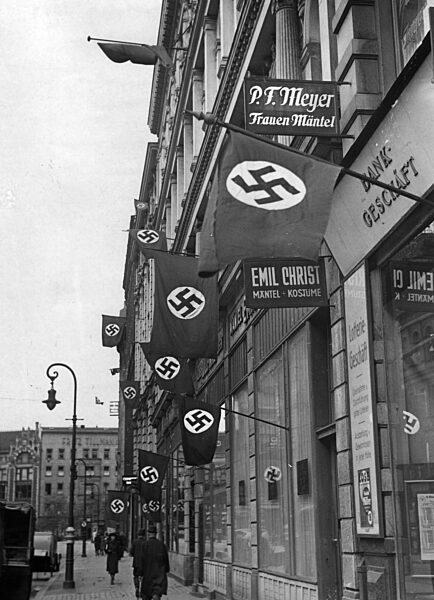 A building flagged for Hitler's birthday in Berlin, 1943