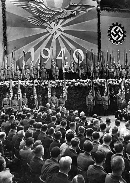 Rudolf Hess at a meeting of the Reich Chamber of Labour in Essen, 1940