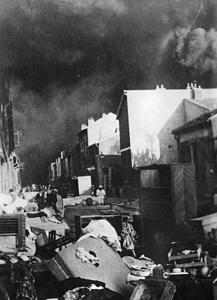 Bombarded city in Normandy, 1944