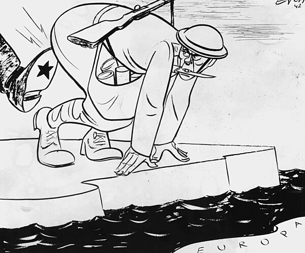 German cartoon on the Allied landing preparations, 1942