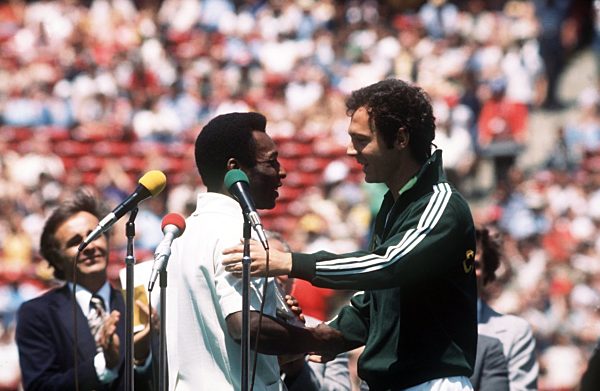 Football: Pele and Franz Beckenbauer at Cosmos