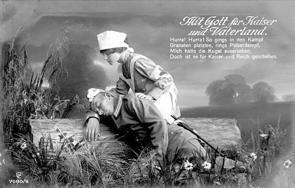 Erster Weltkrieg - Postkarte - Mädchen - Rotes Kreuz