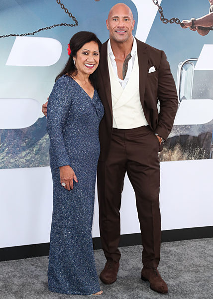Ata Johnson and son/actor Dwayne Johnson arrive at the World Premiere Of Universal Pictures' 'Fast & Furious Presents: Hobbs & Shaw' held at Dolby Theatre on July 13, 2019 in Hollywood, Los Angeles, California, United States. (Photo by Xavier Collin/Image Press Agency)