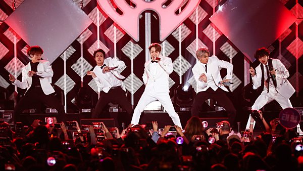J-Hope (Jung Ho-seok), Jimin (Park Ji-min), Jin (Kim Seok-jin), Jungkook (Jeon Jung-kook), RM (Kim Nam-joon), Suga (Min Yoon-gi), V (Kim Tae-hyung) of BTS perform at 102.7 KIIS FM's Jingle Ball 2019 held at The Forum on December 6, 2019 in Inglewood, Los Angeles, California, United States.