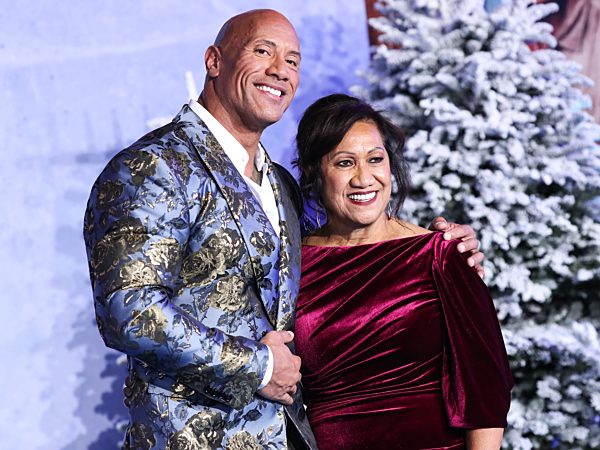 Actor Dwayne Johnson and mother Ata Johnson arrive at the World Premiere Of Columbia Pictures' 'Jumanji: The Next Level' held at the TCL Chinese Theatre IMAX on December 9, 2019 in Hollywood, Los Angeles, California, United States.