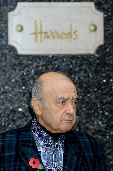 Harrods owner greets Father Christmas as he arrives to take up residence in...