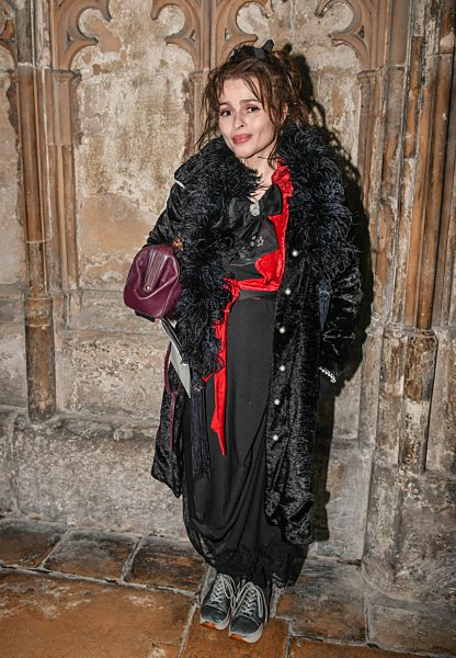 Helena Bonham Carter seen at the  funeral of Nell Gifford. at Gloucester Cathedral, Gloucestershire, UK