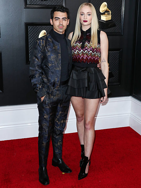 Joe Jonas and wife Sophie Turner arrive at the 62nd Annual GRAMMY Awards held at Staples Center on January 26, 2020 in Los Angeles, California, United States.