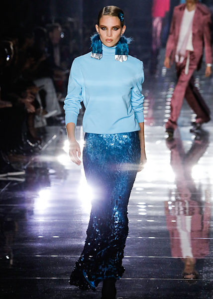 A model walks the runway at the Tom Ford: Aut...