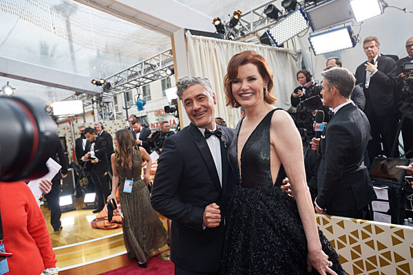 OscarÂ® nominee, Taika Waititi and Geena Davis arrive on the red carpet of The 92nd OscarsÂ® at the...