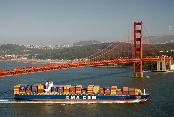 Cargo Ship under Golden Gate Bridge, SF..........