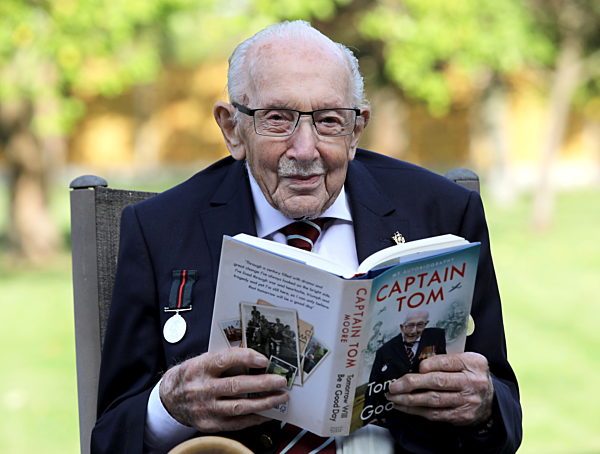 Captain Sir Tom Moore photocall for his Autobiography, Milton Keynes, UK
