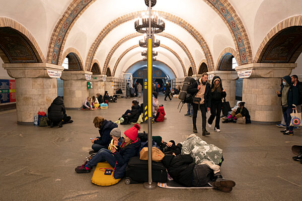 Kyiv Metro stations serve as bomb shelters
