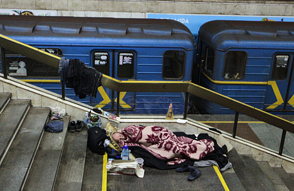 Bomb shelter in Kyiv subway