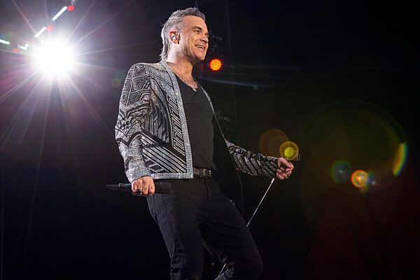 Robbie Williams performs at Port Vale Football Club
