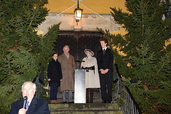 Prince Charles and Camilla Duchess of Cornwall switching on the Christmas lights in Tetbury, Gloucestershire, Britain - 07 Dec 2012