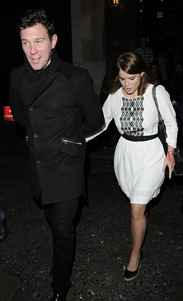 Jack Brooksbank & HRH Princess Eugenie
attended the Mr Fogg's new bar launch party, Mr Fogg's, Bruton Lane, London, England, UK, Tue/21st/May/2013.