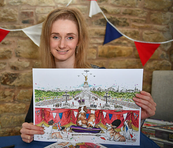 Eleanor Tomlinson releases her newest Collection, "Coronation Capers" at her studio in Broomfleet, Yorkshire. 10 March 2023