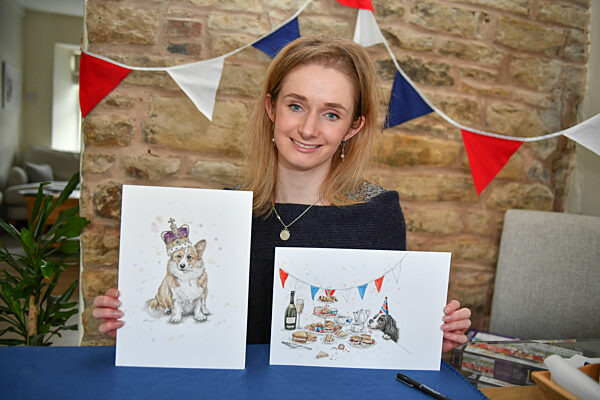 Eleanor Tomlinson releases her newest Collection, "Coronation Capers" at her studio in Broomfleet, Yorkshire. 10 March 2023