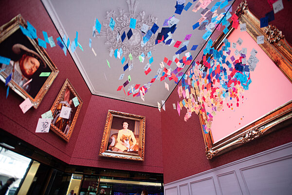 Unveiling of giant digital portrait of King Charles III - Monday 1 May -  Outernet London, London